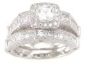 Sterling Silver Princess-cut Cubic Zirconia Wedding-style Ring Set