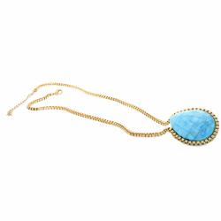 Nexte Jewelry Goldtone Faceted Teardrop Turquoise Necklace