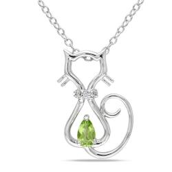 Sterling Silver Peridot and Diamond Accent Necklace (H-I, I3) (1/5ct TGW)