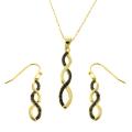 Fusion 14k Gold Overlay Black Diamond Accent Infinity Design Jewelry Set
