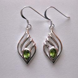 Sterling Silver Peridot Teardrop Earrings (Thailand)