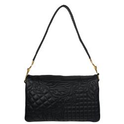 Versace Black Embroidered Leather Shoulder Bag
