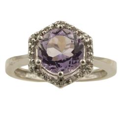 10k White Gold Rose De France 1/10ct TDW Diamond Ring