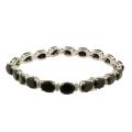 Sterling Silver Oval-cut Black Onyx and Diamond Accent Link Bracelet