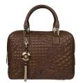 Versace Brown Embroidered Leather Satchel