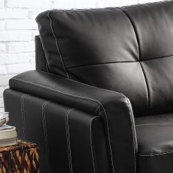 Leah Black Vinyl Loveseat