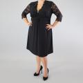 Kiyonna Women's Plus 'Boudoir' Black Scalloped Lace Bodice Dress