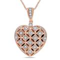 10k Pink Gold 1/6ct TDW White Diamond Heart Necklace (G-H, I2-I3)