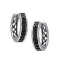 Sterling Silver 1/2ct TDW Black Diamond Hoop Earrings