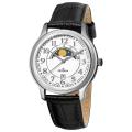 Grovana Men's White Moonphase Dial Black Strap Watch