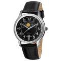 Grovana Men's Black Moonphase Dial Black Strap Watch