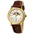 Grovana Men's White Moonphase Dial Yellow Goldtone Watch