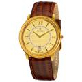 Grovana Men's Gold Dial Brown Leather Strap Watch