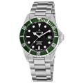 Grovana Men's 'Diver' Black Dial Green Bezel Automatic Watch