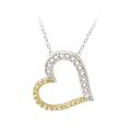 Two-tone Sterling Silver Yellow Diamond Accent Heart Necklace