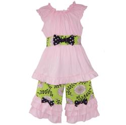AnnLoren Boutique Girls Floral and Vines 2-piece Capri Set