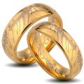 Goldplated Tungsten Carbide 'The One' Elvish Script His and Her Wedding Band Set