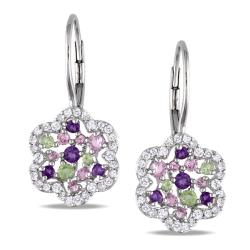 Sterling Silver Multi-gemstone Dangle Earrings (2 1/5ct TGW)