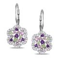 Sterling Silver Multi-gemstone Dangle Earrings (2 1/5ct TGW)