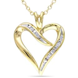 Yellow Rhodium Plating Over Silver Diamond Accent Heart Necklace