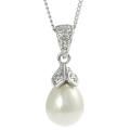 Tressa Silvertone Pave-set Cubic Zirconia and Faux Pearl Necklace