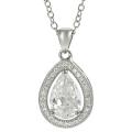 Tressa Silvertone Pear-cut Pave-set Cubic Zirconia Necklace
