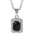 Tressa Silvertone Emerald-cut White and Black Cubic Zirconia Necklace