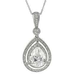 Tressa Silvertone Pave-set Teardrop-shaped Cubic Zirconia Necklace