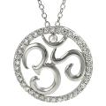 Tressa Silvertone Pave-set Cubic Zirconia Ohm Necklace