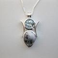 Sterling Silver Blue Topaz and Dendrite Necklace (Thailand)