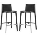 Madison Ave 30-inch Black Leather Bar Stool (Set of 2)