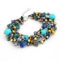 Silver Turquoise and Black Pearl Paradise Bracelet (4-6 mm) (Thailand)