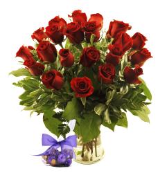 Sweets in Bloom Red Roses with Godiva Truffles (Two Dozen)