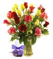 (Valentine's Day Pre-order) Sweets in Bloom Assorted Roses with Godiva ...