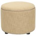 Florentine Gold Linen Round Ottoman
