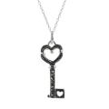 Sunstone Sterling Silver Marcasite Key Heart Necklace