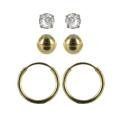 Sunstone Gold Over Silver Cubic Zirconia Earrings (Set of 3)