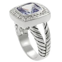 Tressa Silvertone Purple and White Cubic Zirconia Ring