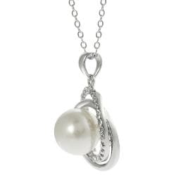 Tressa Silvertone Cubic Zirconia and Faux Pearl Necklace and Earrings Set