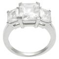 Tressa Silvertone Emerald-cut Cubic Zirconia Ring