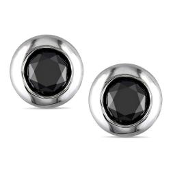 10k White Gold 1ct TDW Black Diamond Stud Earrings