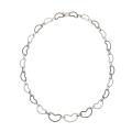 Sterling Silver Black and White Diamond Heart Link Necklace