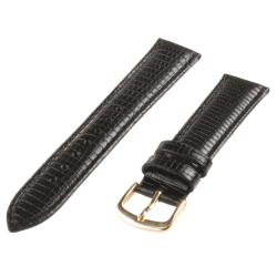 Republic Men's Black Hypo-Allergenic Lizard Grain Leather Watch Strap