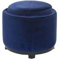 Broadway Single Tray Royal Blue Storage Round Ottoman