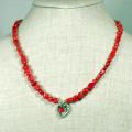 Peyote Bird Designs Sterling Silver Red Bamboo Heart Necklace