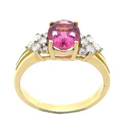D'sire 10k Gold Pink Tourmaline and 2/9ct TDW Diamond Ring (H-I, I1-I2)