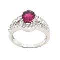 D'sire 10k White Gold Pink Rubelite and White Sapphire Ring