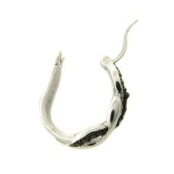 Sterling Silver Black Diamond Accent Infinity Hoop Earrings