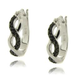 Sterling Silver Black Diamond Accent Infinity Hoop Earrings