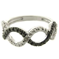 Sterling Silver Diamond Accent Black and White Infinity Ring